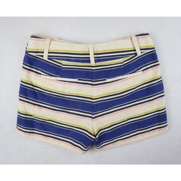 ANN TAYLOR LOFT - WOMEN'S BLUE & CREAM STRIPED RIVIERA SHORTS - SIZE 0 - Picture 4 of 5